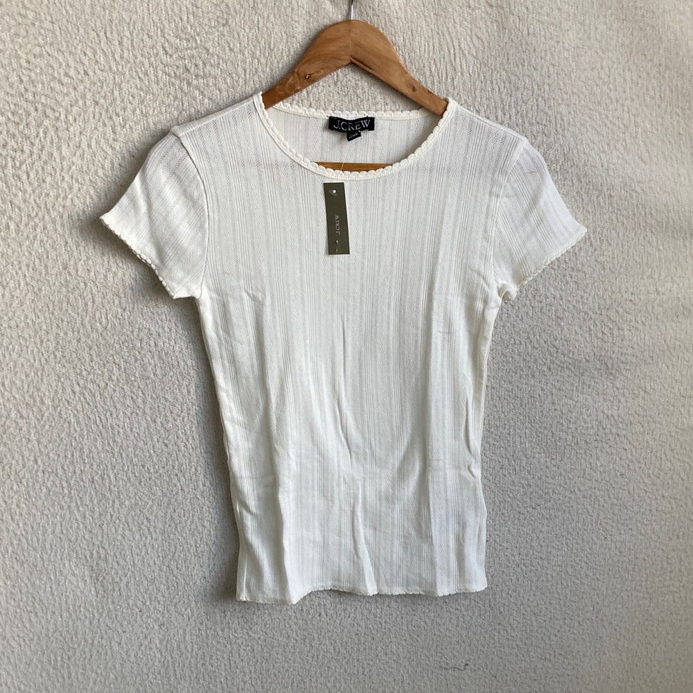 J. Crew NWT White Pointelle Short Sleeve Tee